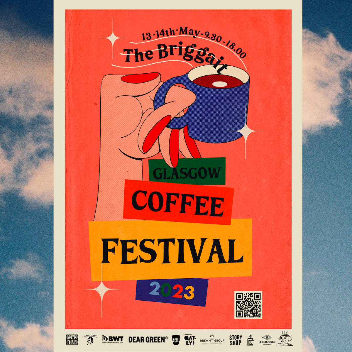 GLASGOW COFFEE FESTIVAL 2023 Limited Edition Poster, Riso Printed by Risotto Studio.