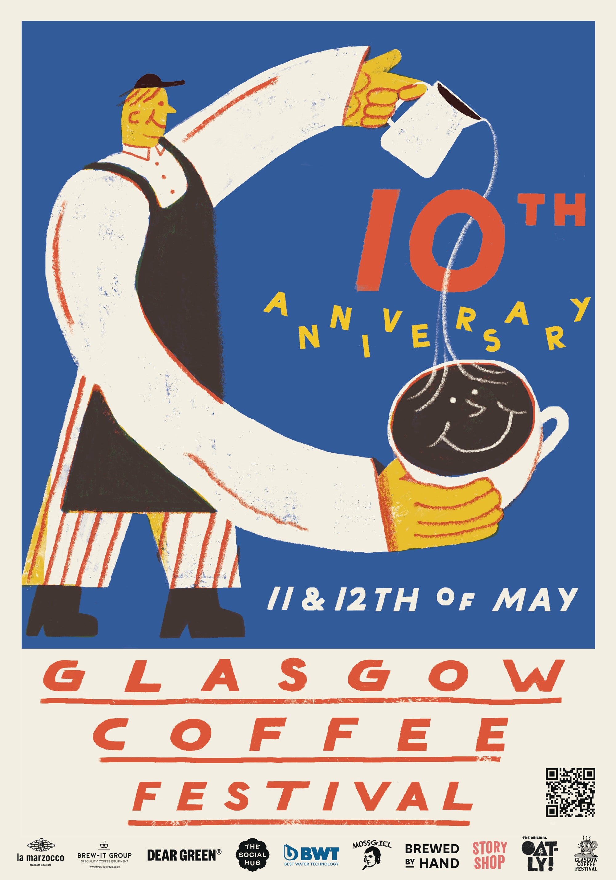 GLASGOW COFFEE FESTIVAL 2024 Limited Edition Poster, Artwork by Max Machen. Riso Printed by Risotto Studio.